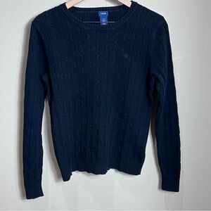Vintage Izod Sweater Cable Knit 80’s 90’s Y2K Preppy Navy Blue Knit Grandpa Core